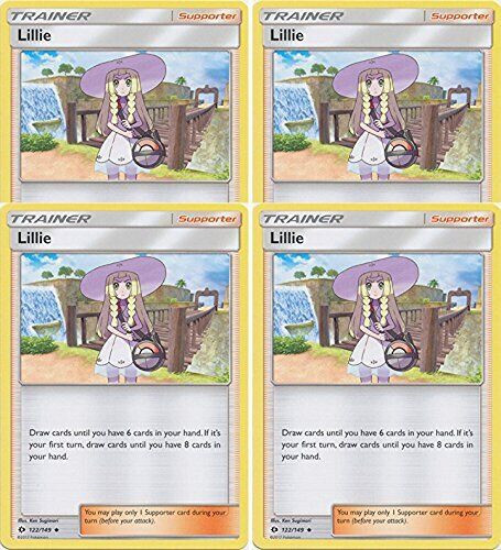 Pokemon TCG - x4 Lillie 122/149 Sun & Moon Playset NM/M