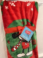 Disney Mickey Mouse Plush Red Throw Christmas Holiday Blanket 50in.x70in.