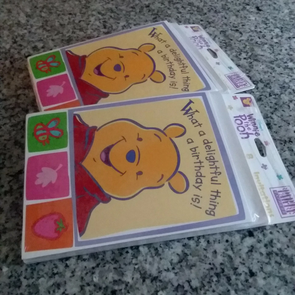 Disney WINNIE THE POOH 8 pk Invitaciones Fiesta de Cumpleaños Lote de 2 pks Sello NUEVO Foto 3 de 4