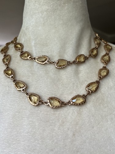 Vintage Chico's Faceted Lucite Amber Tone Chain Panel Necklace Chico's Jewelry - Picture 3 of 11