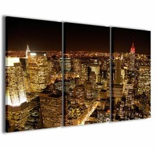 Quadro Moderno 100 x 60 cm Stampa su Tela Canvas 3 pz New-York lighting