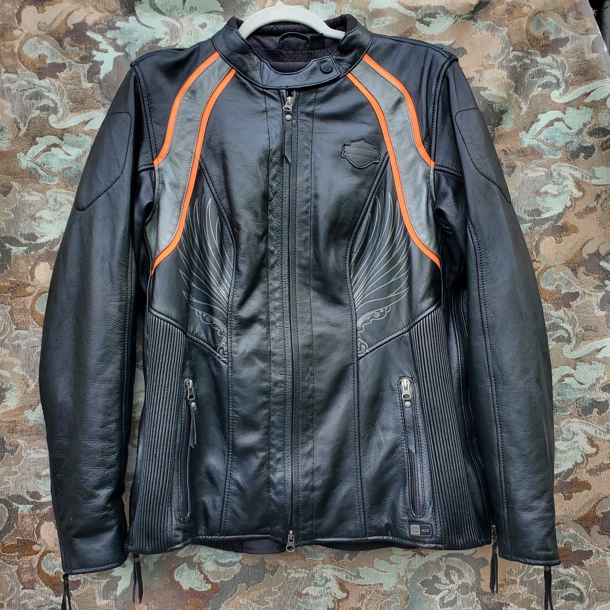 Harley-Davidson レザージャケット レディース 黒 Lサイズ相当 Harley Davidson コート アウター 120周年記念ボンバーレザー