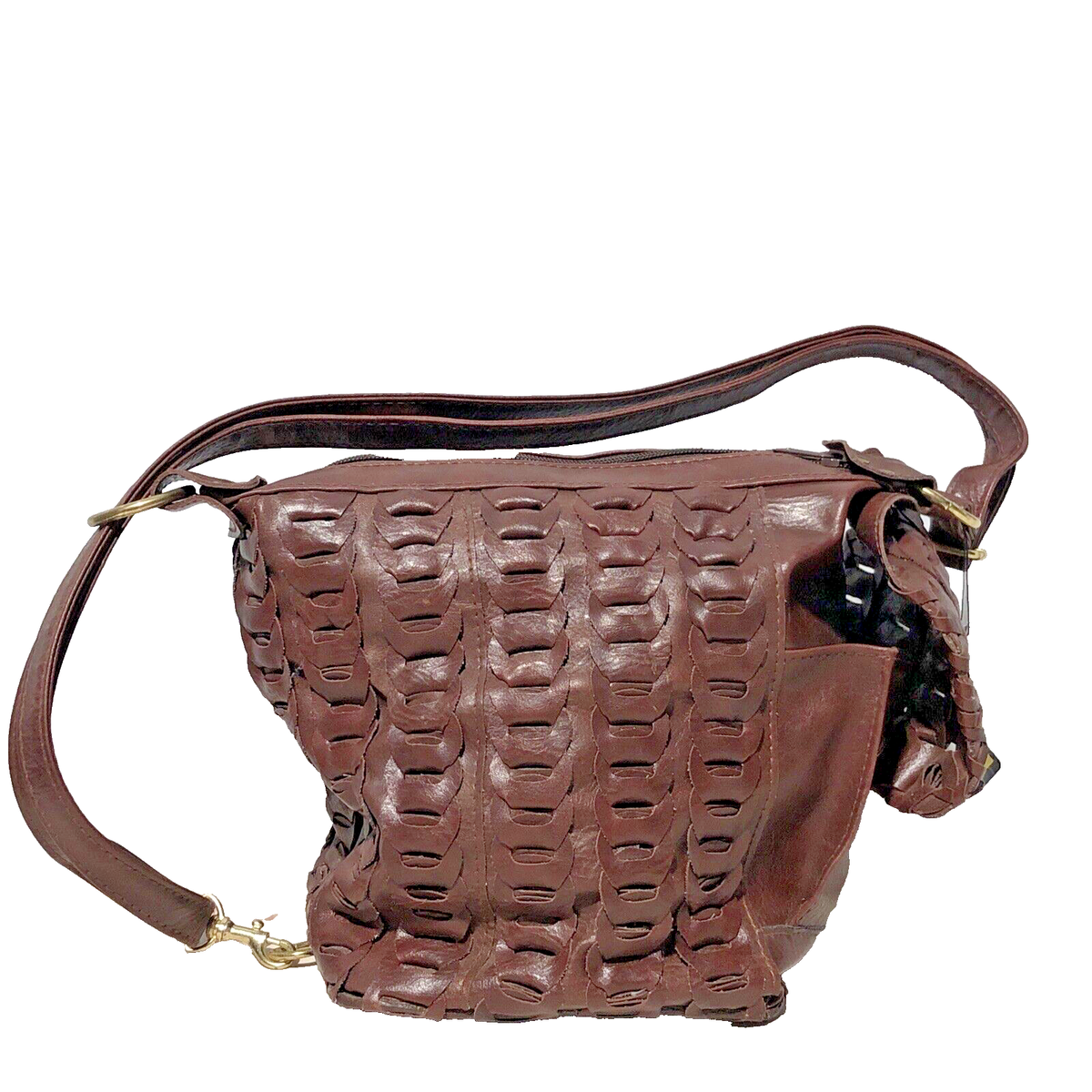 バッグ May Vintage Aliz Leather Woven Basket Links Shoulder Bag Purse | eBay