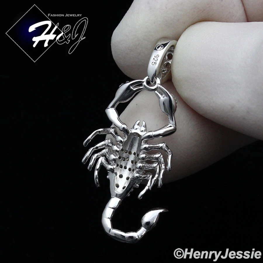 COLGANTE ESCORPIÓN HOMBRE MUJER PLATA ESTERLINA 925 SÓLIDA ICY BLING CIRCONITA 3D*SP311 Foto 2 de 4