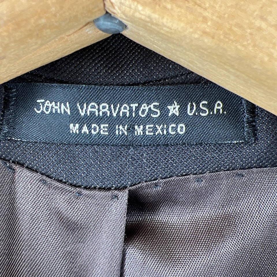 Abrigo deportivo John Varvatos para hombre 40R 2 botones marrón aguja única premium sastre Foto 3 de 4