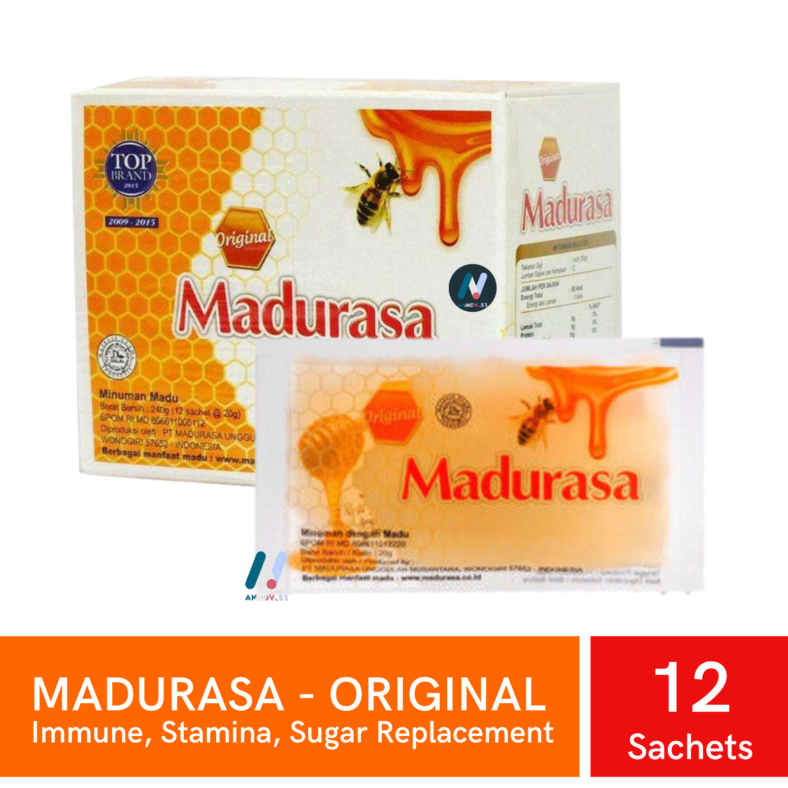 MADURASA Honig Original Gesundheit Zuckerersatz Immun Ausdauer 12 Beutel x 20g