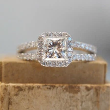 3.55Ct Princess Cut Lab-Created Diamond Wonderful Engagement Ring 14K White Gold