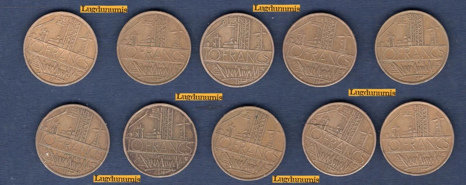 Lot de 10 pièces de 10 Francs Mathieu TB TTB - Vème République, 1959- - Photo 1/1