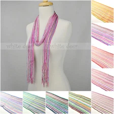 12 PCs Wholesale Women Crochet Bling Shine Thread Multi Color Knitted Scarf Belt