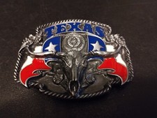 NEW Vintage Siskiyou Republic of Texas Flag Longhorn Belt Buckle Lone Star State