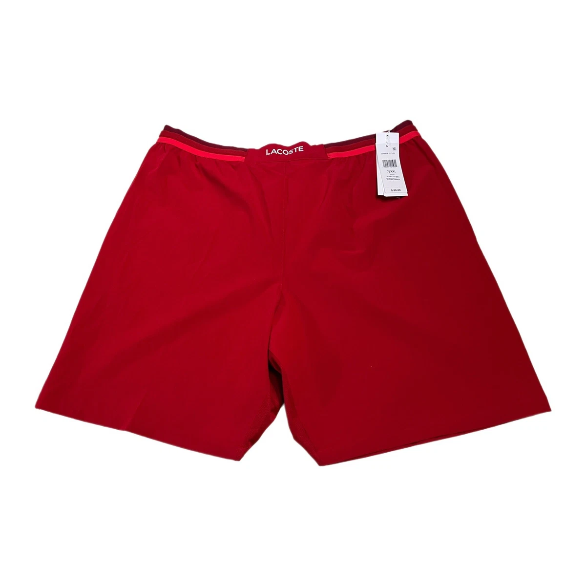 Red lacoste shorts sale