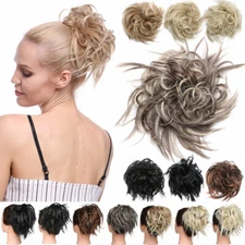 100% REAL Messy Bun Scrunchie Hair Extension Ponytail As Human Hair Piece FAKE D