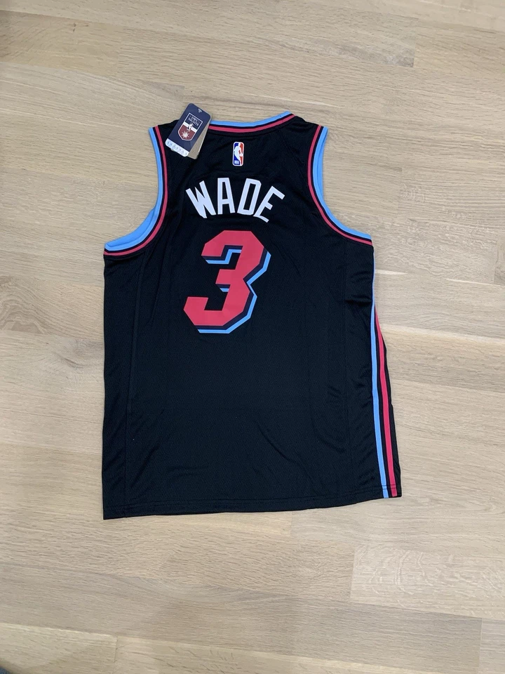 Camiseta deportiva Miami Heat Dwayne Wade #3 Nike Miami Vice Nights Swingman 48 grande nueva con etiquetas Foto 3 de 3