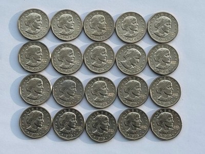 1979 D Susan B Anthony Dollar Roll of 20 Coins, Some with Filled D, BU Proofs