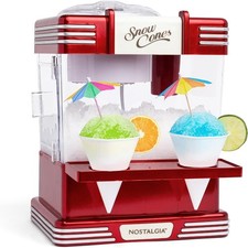 Snow Cone Shaved Ice Machine  Retro Table-Top Slushie Machine Makes 20Icy Treats