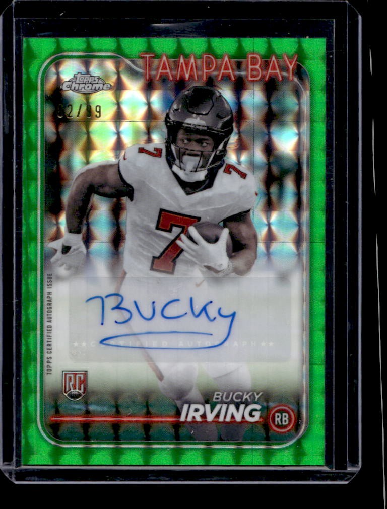 2024 Topps Chrome Bucky Irving Rookie Auto Green Geometric Refractor RC #82/99