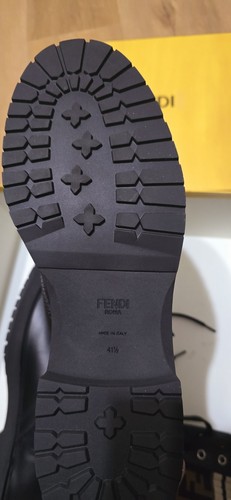 New FENDI Rockoko Black leather biker boots with stretch fabric 41.5 Italy - Picture 6 of 8