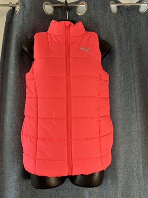 PUMA Kids  Puffer Vest Pink Quilted Zip Up Size M 10/12