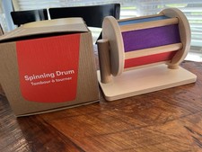 Monti Kids Wooden Montessori Aligned Toy Original Level 1 Rainbow Spinning Drum