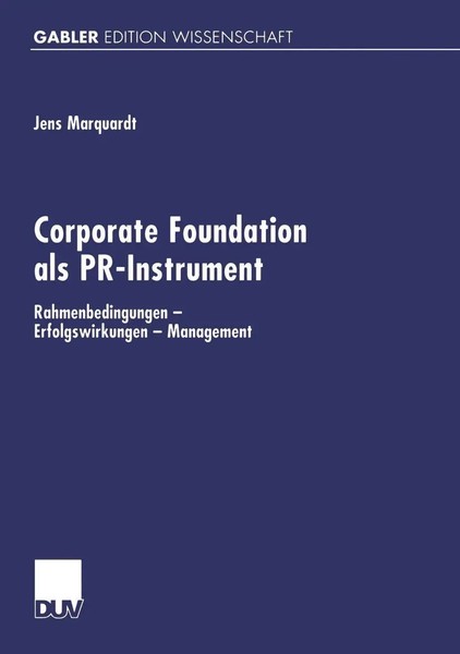 Jens Marquardt | Corporate Foundation Als Pr-Instrument | Taschenbuch | Deutsch-image