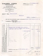 1936 LEDERBEKLEIDUNGSMANUFAKTUR ETS CUIRON IN PARIS - M. CRO PASSANT