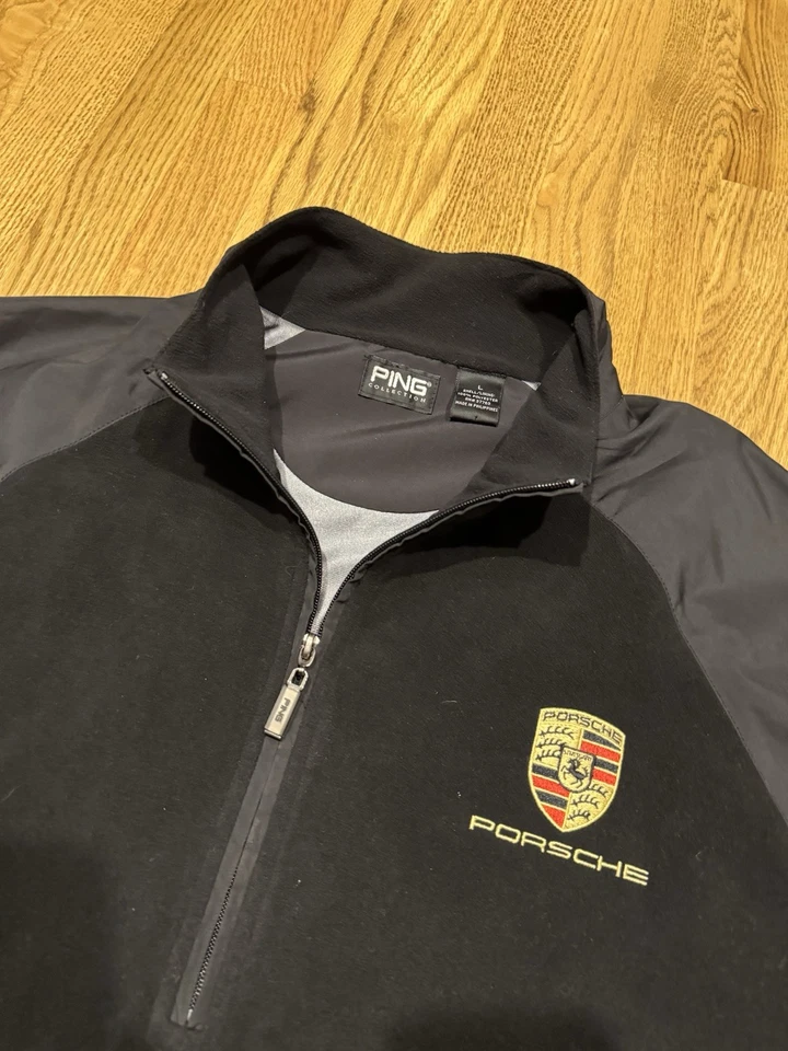 PING Golf Cremallera Pullover Forrado Polar Chaqueta Para Hombre Talla Grande Negro Logo Porsche Foto 2 de 4