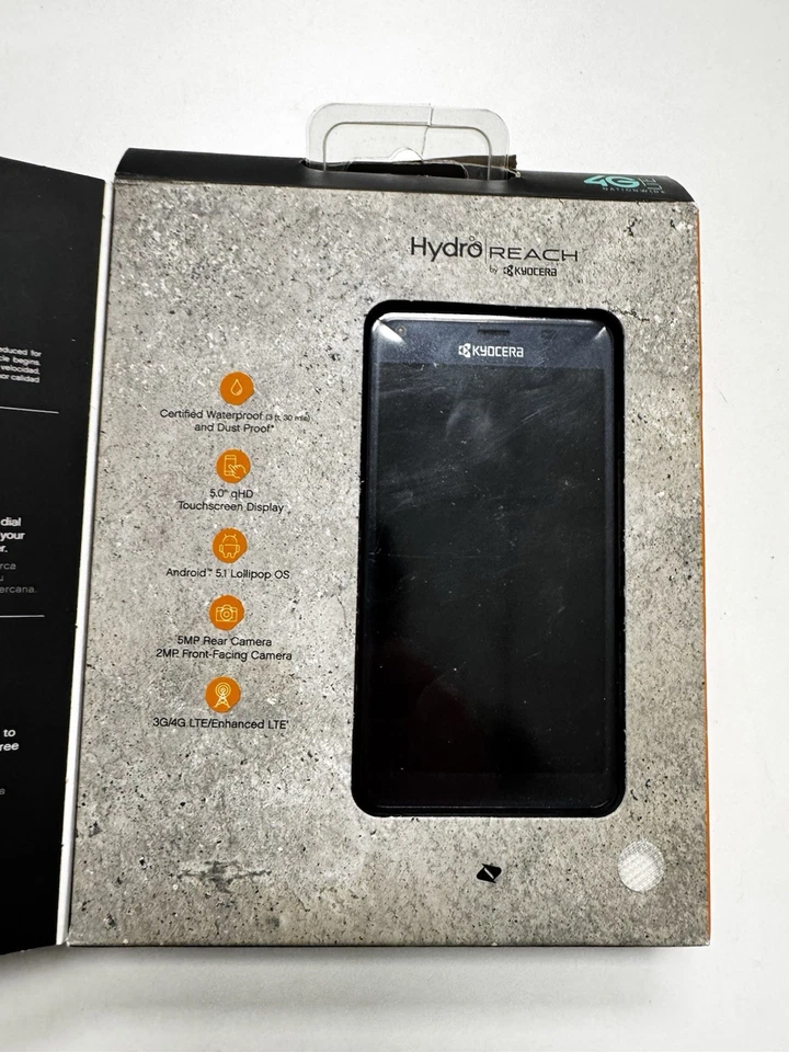 Teléfono celular móvil Kyocera Hydro Reach 4G LTE 8 GB Android Boost negro C6743 Foto 2 de 4