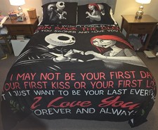 Jack Sally Nightmare Before Xmas Kingsize Duvet Cover 2 Pillowcases Halloween