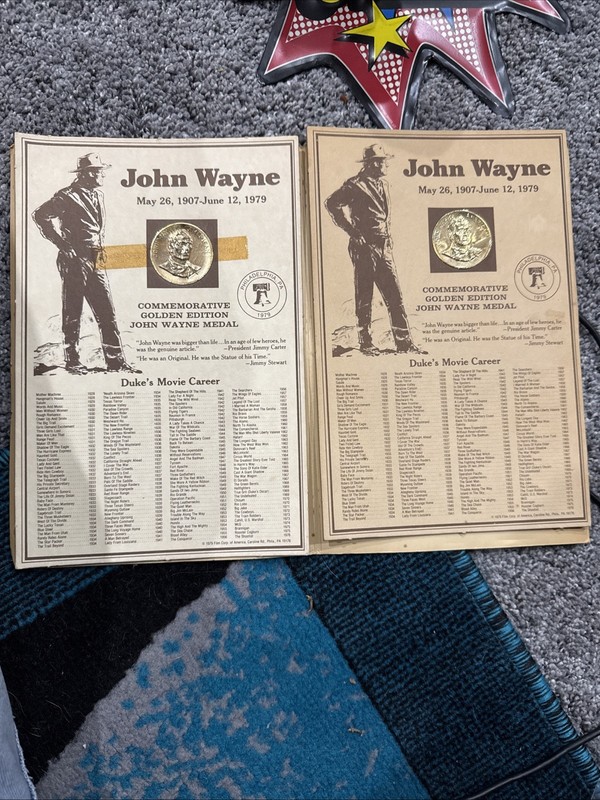 The Ultimate American Commemorative Golden Edition John Wayne Medal SET OF 2