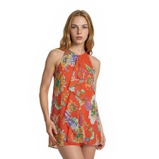 Lauren Ralph Lauren Dress Petite Women's Size 6P Orange Floral Paisley Halter