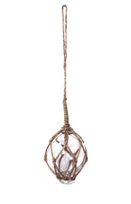 Clear Japanese Glass Fishing Fish Net Float Buoy Tied with Jute 2 Inch