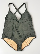 J CREW High Support Cross-Back GREEN Bathing Suit One Piece Swimsuit NWT Size 24