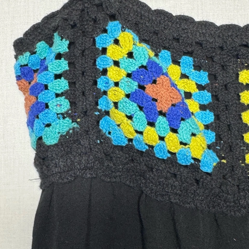 Granny Square Crochet Lace Babydoll Tank Top Boho Cottagecore Y2K Whimsigoth - Image 2 of 4