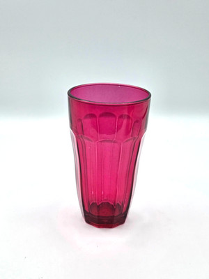 Pasabahce Palaks Jewel Tone 10 Panel Tumbler Glass 5 3/8'' Cranberry Vintage