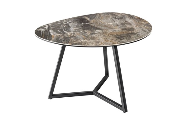Couchtisch Marmor Optik 70 X 55 X 45 Cm (Lxbxh) Keramik Hartglas Metall Tisch-image
