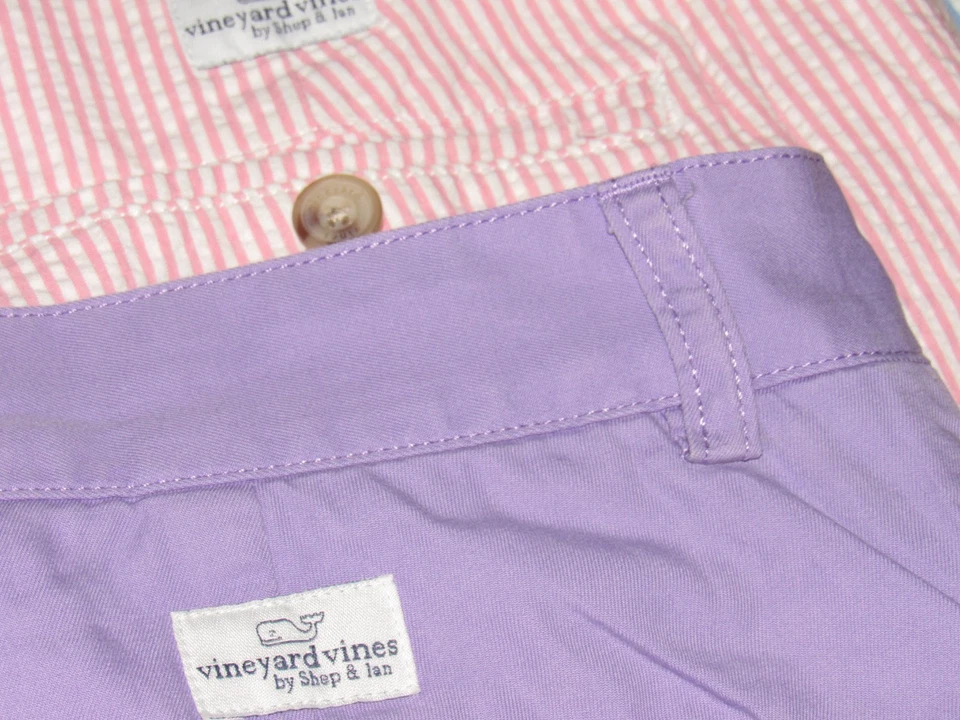 Lote de Pantalones Cortos VINEYARD VINES Para Hombre Talla 32 Seersucker Rosa Azul Púrpura 8.5" Ins Usados en Excelente Condición Foto 2 de 4