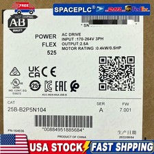 New Allen-Bradley 25B-B2P5N104 SER A PowerFlex 525 AC Drive 240V 0.4kW 0.5HP
