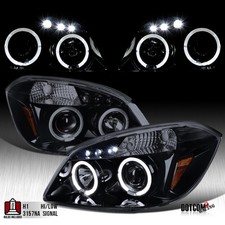 Smoke Led Halo Projector Headlights Fit 2005-2010 Chevy Cobalt 07-09 Pontiac G5