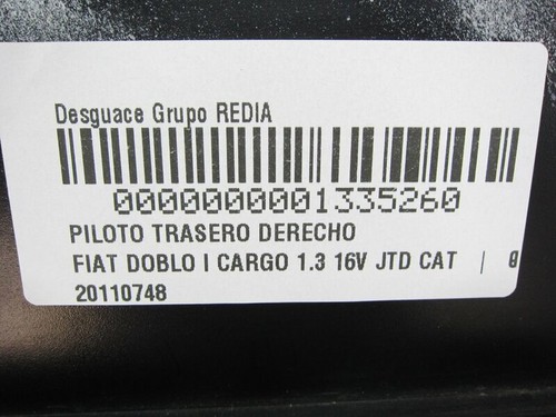 20110748 piloto trasero derecho FIAT I DOBLO CARGO 2005 1335260 - Imagen 9 de 10