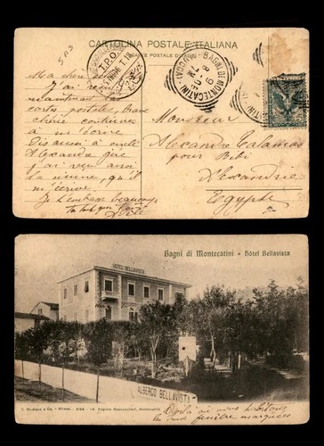 Mayfairstamps Italy 1906 Bagni Di Montecatini to Egypt Hotel Postcard aax_05947