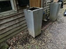 Pair of Large Metal Plant Pots Outdoor Garden Planters