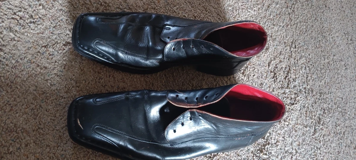 Jeffery West Shoes Villain Red Black Leather Derby Handmade Italy Jeffery West Premium Black Brogue Italian Lace Up Shoe main image 2