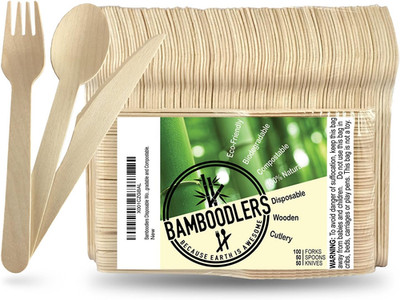Disposable Wooden Cutlery Set | 100% All-Natural, Eco-Friendly, Biodegradable, a