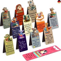 12Er Set Magnetische Lesezeichen Mit Brillen-Tieren &Amp; Deutschen SprüChen ?