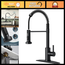 Black Kitchen Sink Faucet with Pull Down Sprayer - Classic High Arc Design