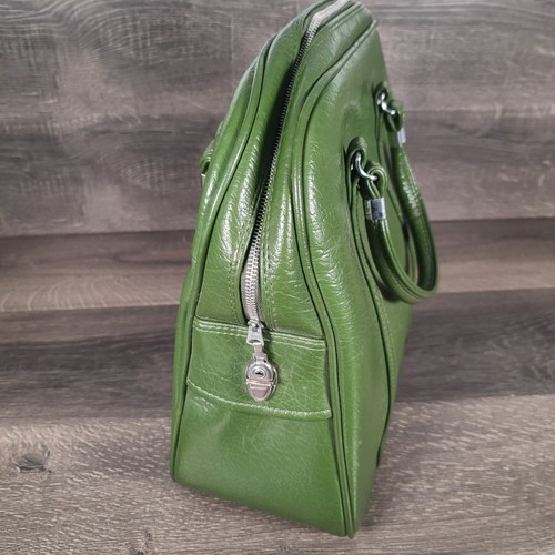 Bolso de mano vintage de viaje para pasar la noche Amelia Earhart verde aguacate años 70 - sin llave - Imagen 3 de 11