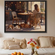 Oil Painting Dog Canvas Print Beagle Cocker Spaniel Wall Art Living Room Decor