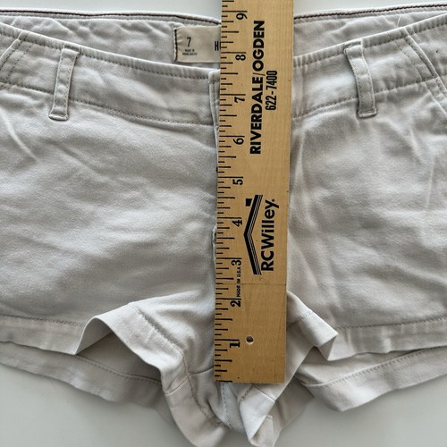 Hollister Micro Pantalones Cortos Juniors 7 Mujer 28 Beige Caqui Y2k Tiro Bajo Mini Años 2000 - Imagen 9 de 9