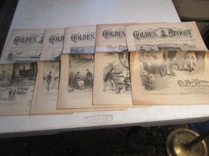 Lot 1 Rare Antique Pulp Paper Golden Argosy 1887 Dec & Feb 5 Pc 14 1/2" X 11"