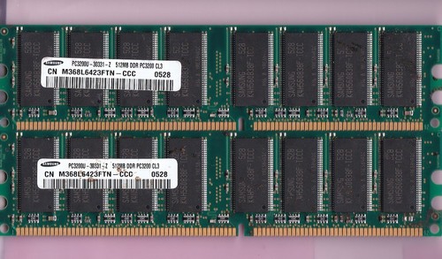1GB 2x512MB PC-3200 SAMSUNG M368L6423FTN-CCC DDR-400 MEMORY RAM KIT DDR1 PC3200 - Picture 2 of 8
